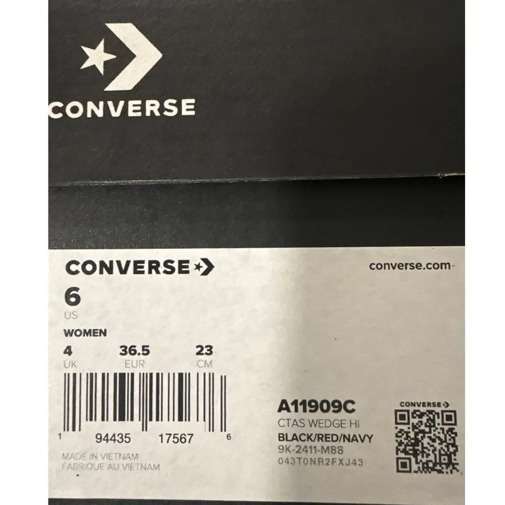 Converse Chuck Taylor All Star Wedge Platform - Black/White - Women's 6 - NEW - Picture 7 of 7